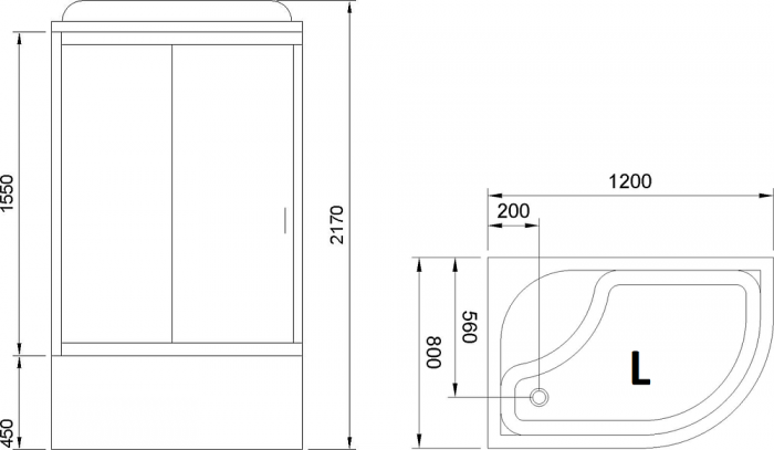 Душевая кабина 120х80 см Royal Bath ВК RB8120BK5-BT-L стекло прозрачное