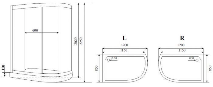 Кабина душевая Timo Standart T-5502R