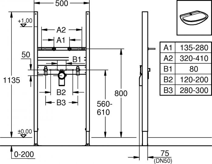 Инсталляция для раковины Grohe Rapid SL 38731000