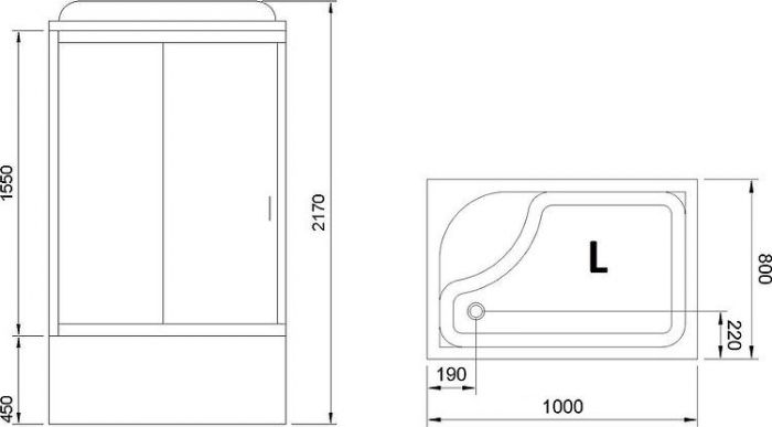 Душевая кабина 100х80 см Royal Bath BP RB8100BP5-WT-CH-L стекло прозрачное