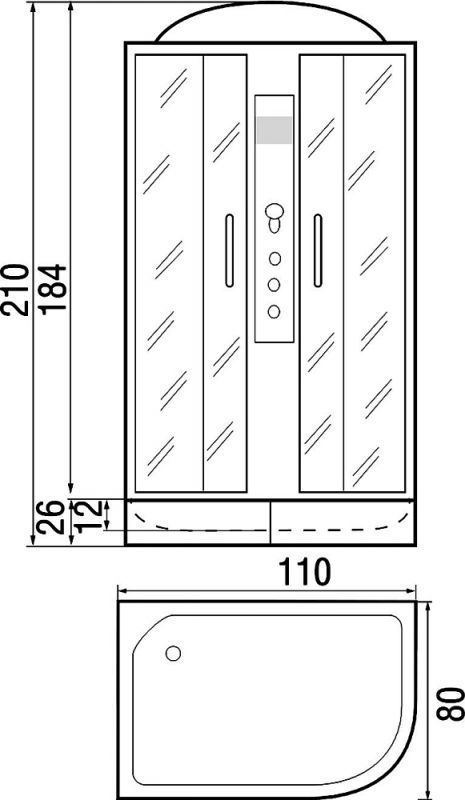 Душевая кабина River Dunay 110/80/26 L МТ