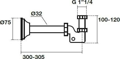 Сифон для биде Kerasan Molecola 920590, хром