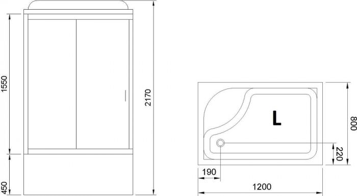 Душевая кабина 120х80 см Royal Bath BP RB8120BP3-WT-CH-L стекло прозрачное с гидромассажем