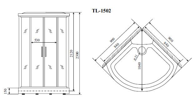 Кабина душевая Timo Lux TL-1502