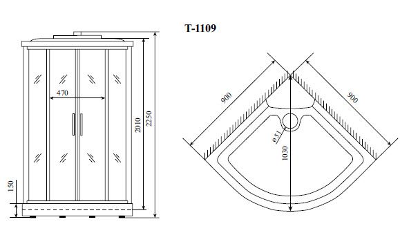 Кабина душевая Timo Standart T-5509 Г/М