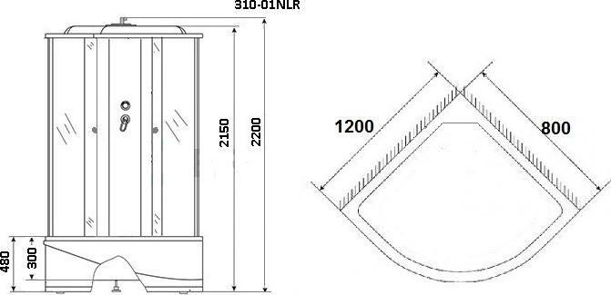 Душевая кабина Niagara Standart+ 3100154LN 120х80х220 стекло мозаика