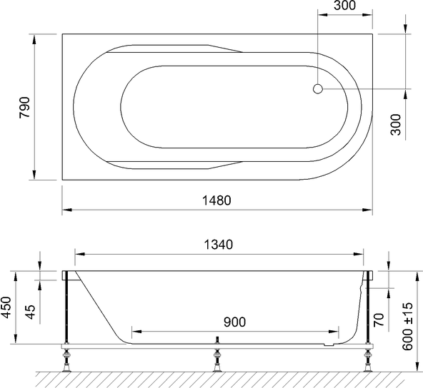 Акриловая ванна Royal Bath AZUR 150x80 RB614201L