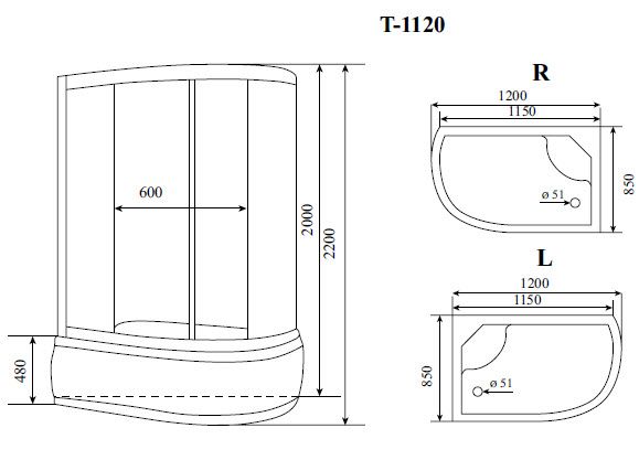 Кабина душевая Timo Standart T-6620BR