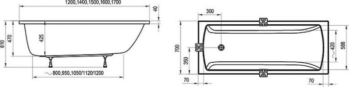 Акриловая ванна Ravak Classic II 140x70 CC21000000, белый