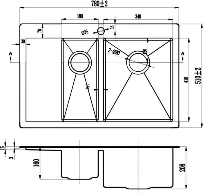 Кухонная мойка Zorg Inox R 5178-2-R, сталь