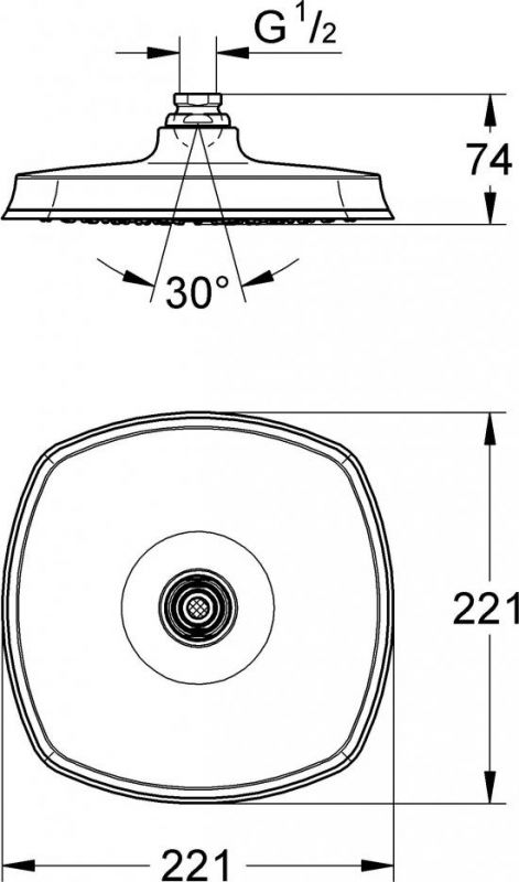 Верхний душ Grohe Rainshower Grandera 210 27974000