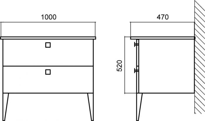 Тумба с раковиной BelBagno Atria 100 nero lucido 2 ящика