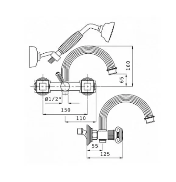 Смеситель для ванны с душем Cezares Olimp Olimp-VD-01-Sw хром