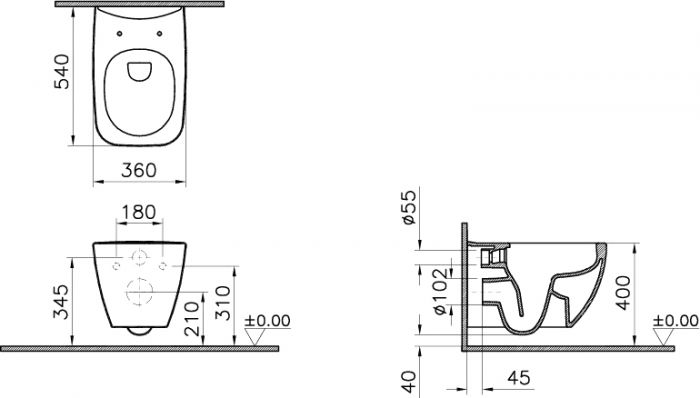 Комплект Унитаз подвесной VitrA Shift 7742B003-0075 белый глянцевый + Крышка DIWO Шифт 0405 с микролифтом + Инсталляция + Кнопка 7310 белая