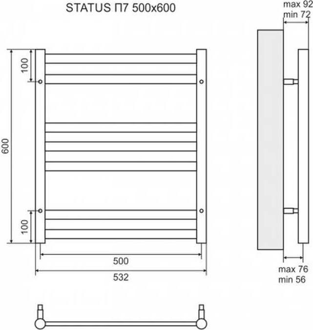 Полотенцесушитель электрический Lemark Status П10 500x600 LM44607EBR, бронза