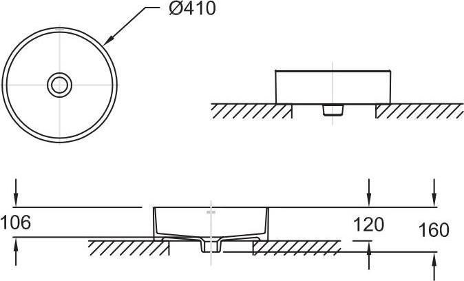 Раковина накладная 41 см Jacob Delafon Delta Pure E90012-0, белый