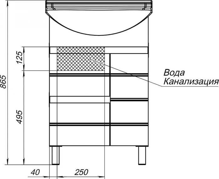 Тумба для комплекта Aquanet Доминика 55 чёрная