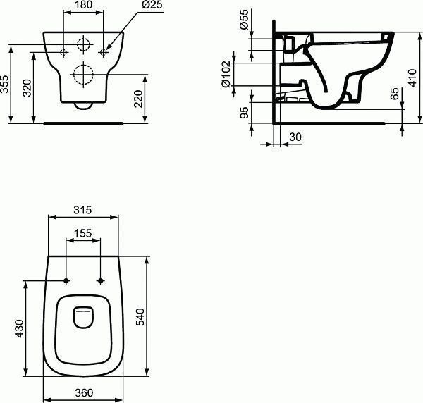 Комплект инсталляция с подвесным унитазом Ideal Standard Esedra с сиденьем