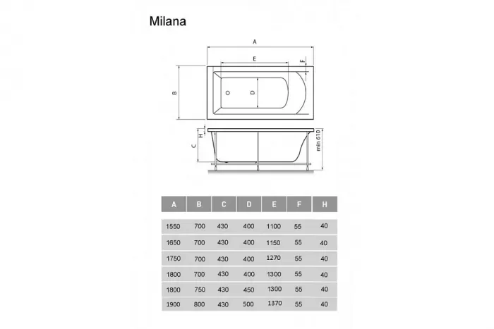 Акриловая ванна Vayer Milana 190х80 Гл000025934 белый