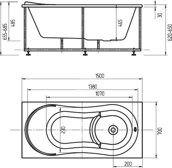 Акриловая ванна Aquatek Афродита 150x70 см AFR150-0000026, белый