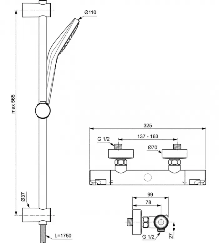 Душевая система Ideal Standard Ceratherm A7217AA хром