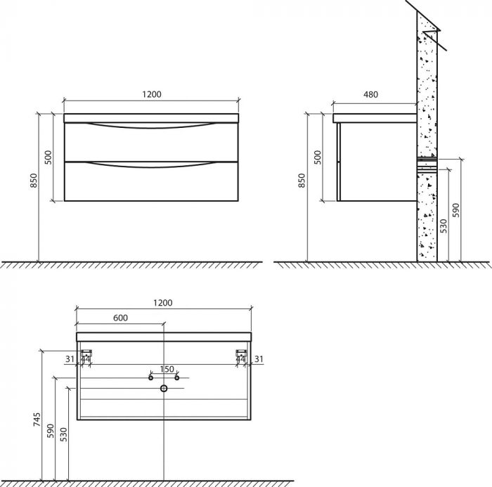 Тумба для комплекта BelBagno ANCONA-N-1200-2C-SO-BL bianco lucido