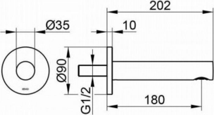 Излив для ванны 180 мм Keuco IXMO 59545010101 хром