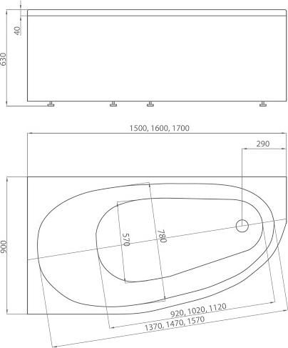 Акриловая ванна Aquatek Дива 150x90 см DIV150-0000001, белый