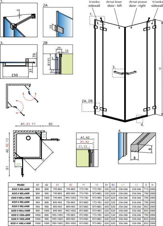 Боковая стенка 23 см Radaway Arta KDD II 386170-03-01R стекло прозрачное