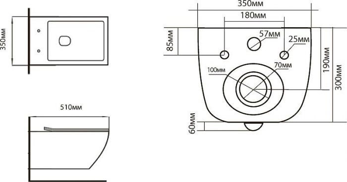 Подвесной унитаз Black&White Universe W-730 730W00 с сиденьем микролифт, белый