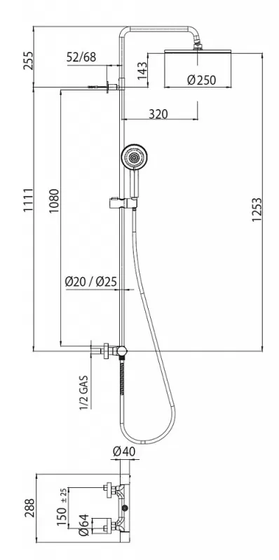 Душевая система Bossini Elios L10049.030 хром