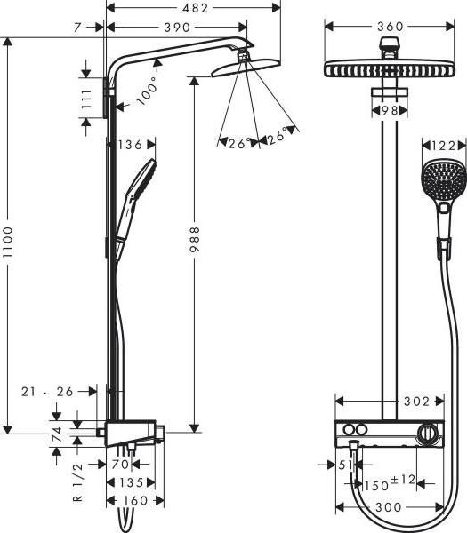 Душевая система Hansgrohe Raindance E 27288400 с термостатом, белый/хром