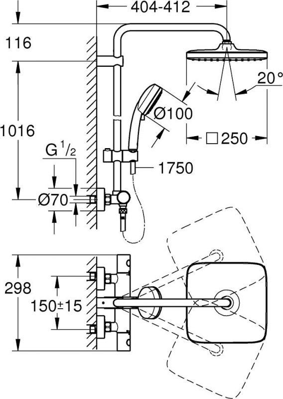 Душевая стойка Grohe Tempesta Cosmopolitan 26689000, хром