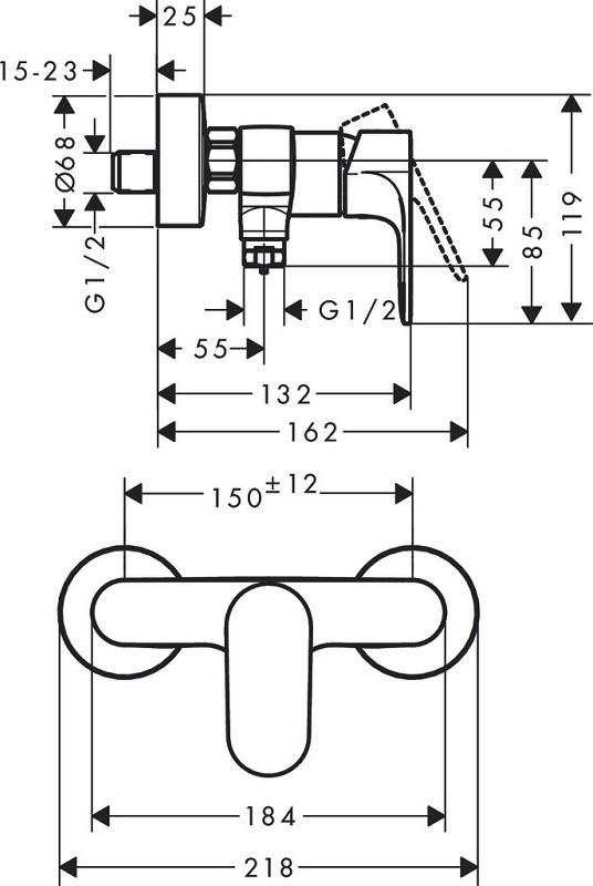 Смеситель для душа Hansgrohe Rebris S 72640670, черный матовый