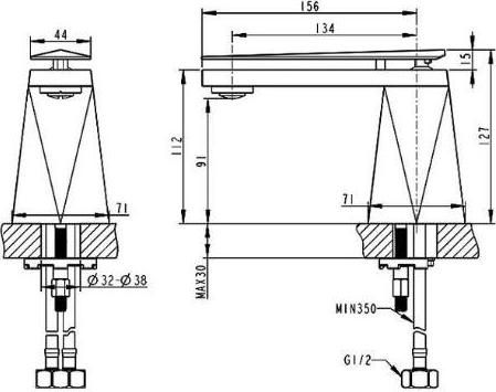 Смеситель для раковины золото Bravat Diamond F118102G-1-ENG