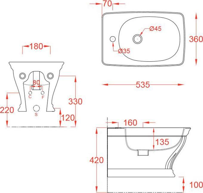 Подвесное биде ArtCeram Civitas CIB001 01 00 bi*1, белый