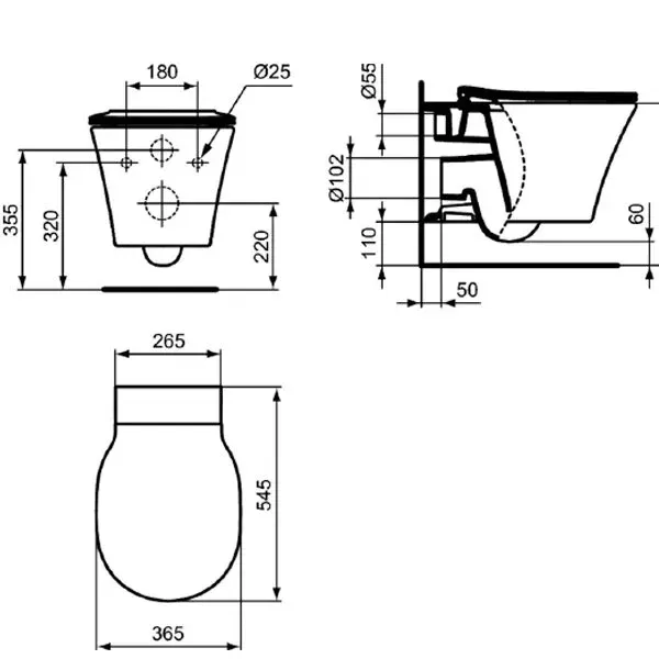 Инсталляция Ideal Standard Prosys с унитазом Connect Air Rimless, PR212101, сиденье микролифт, комплект