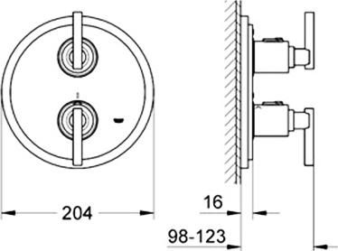 Внешняя часть термостата для ванны с душем Grohe Atrio 19399000, хром