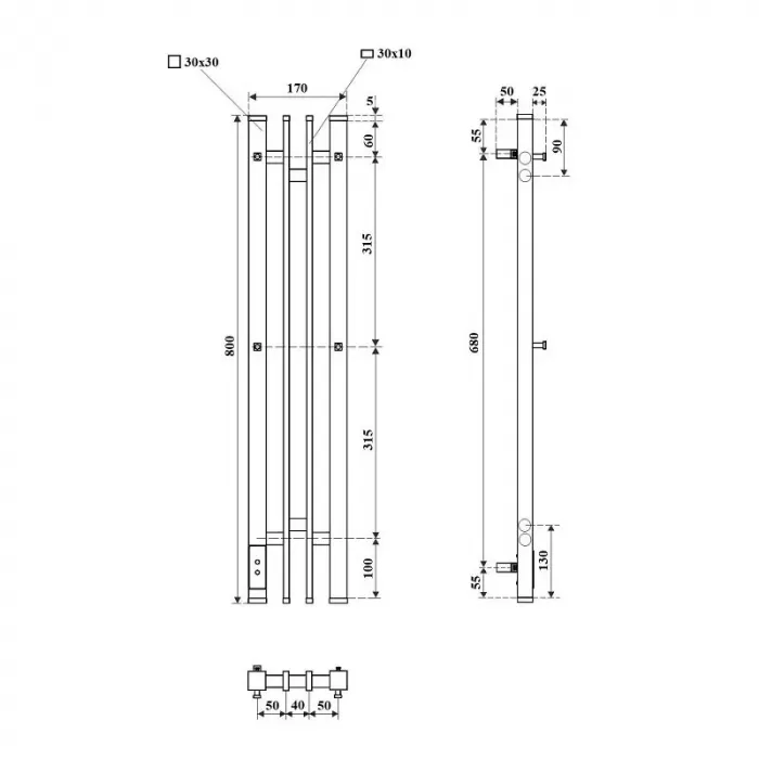 Полотенцесушитель электрический Point Фрея PN20728W белый