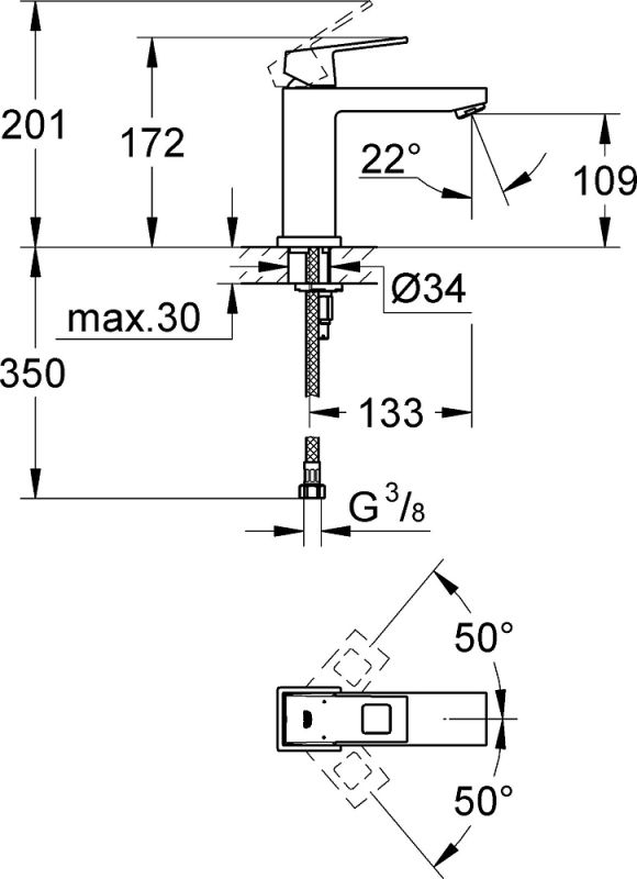 Смеситель Grohe Eurocube 23446000 для раковины