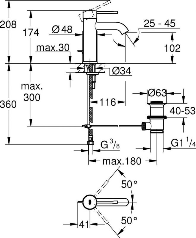 Смеситель для раковины Grohe Essence 23589AL1 тёмный графит, матовый