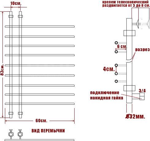 Полотенцесушитель водяной Ника Bamboo ЛБ4 80/10/60