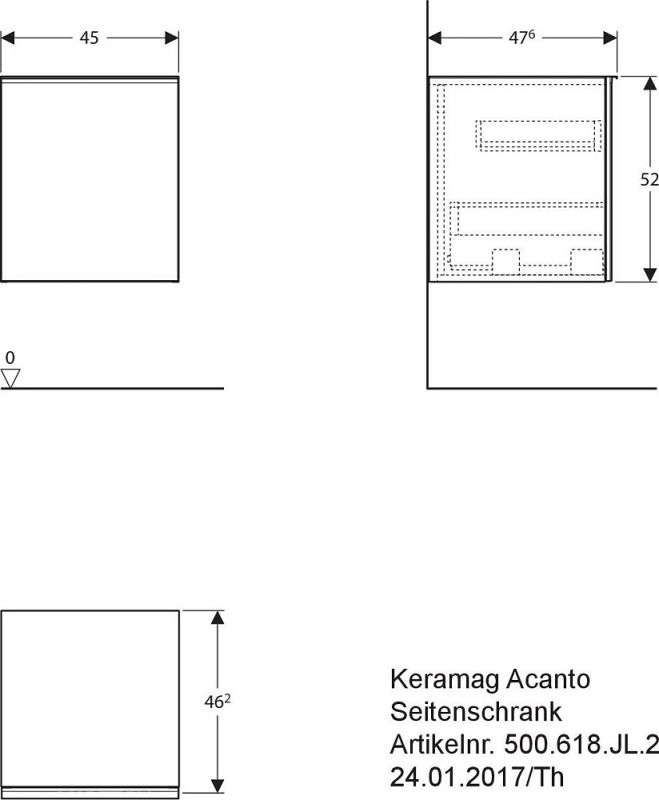 Шкаф 45 см Geberit Acanto 500.618.JL.2, песчаный