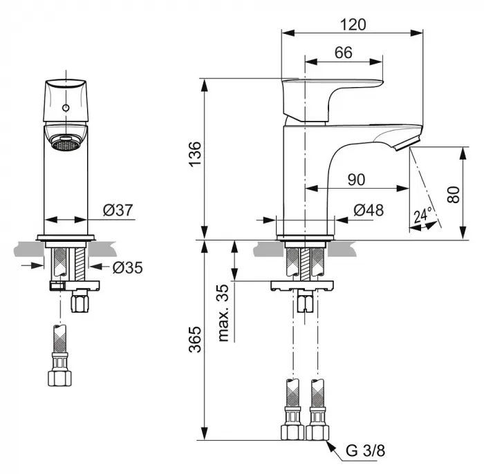 Смеситель для раковины Ideal Standard Connect Air A7018AA хром