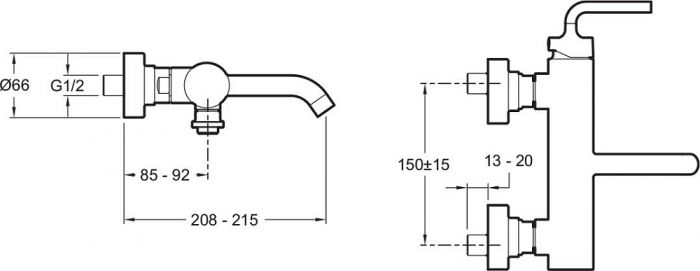 Смеситель Jacob Delafon Purist E14589-4A-CP ванны с душем