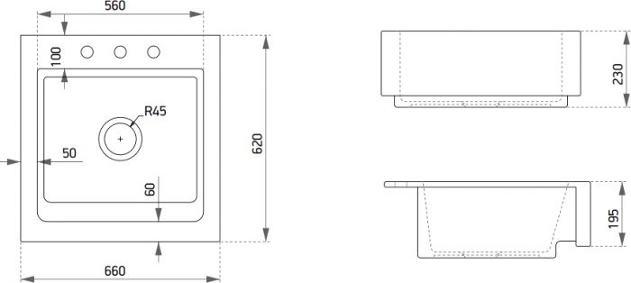 Комплект Мойка кухонная Domaci Сиена 50166-101 с 3 отверстиями, белый глянец + Смеситель STWORKI + Дозатор Равенна 401 сатин