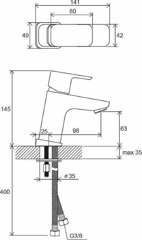 Смеситель для раковины Ravak 10° X070148 черный матовый