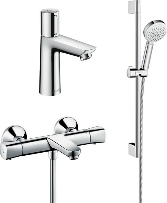 Комплект для ванной Термостат Hansgrohe Ecostat universal 13123000 + Смеситель Hansgrohe Talis Select E 71750000 + Душевой гарнитур Hansgrohe Crometta 26651400