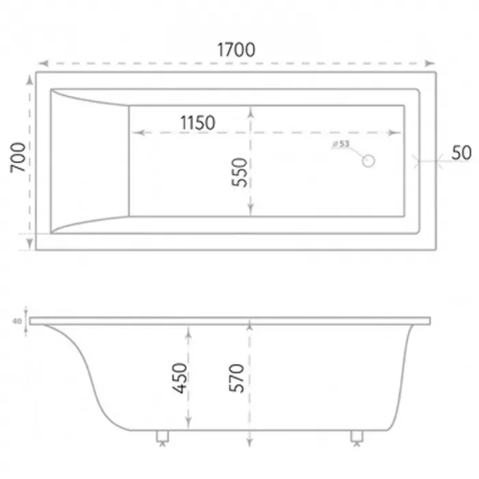 Ванна из искуственного камня Marmo Bagno Алесса 170х70 MB-ALN170-70 белый