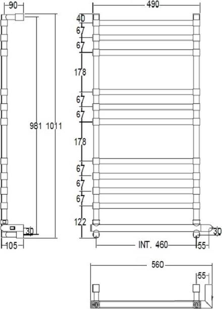 Полотенцесушитель электрический Margaroli Sole 564/11 TQ 5644611TQCRNB, хром